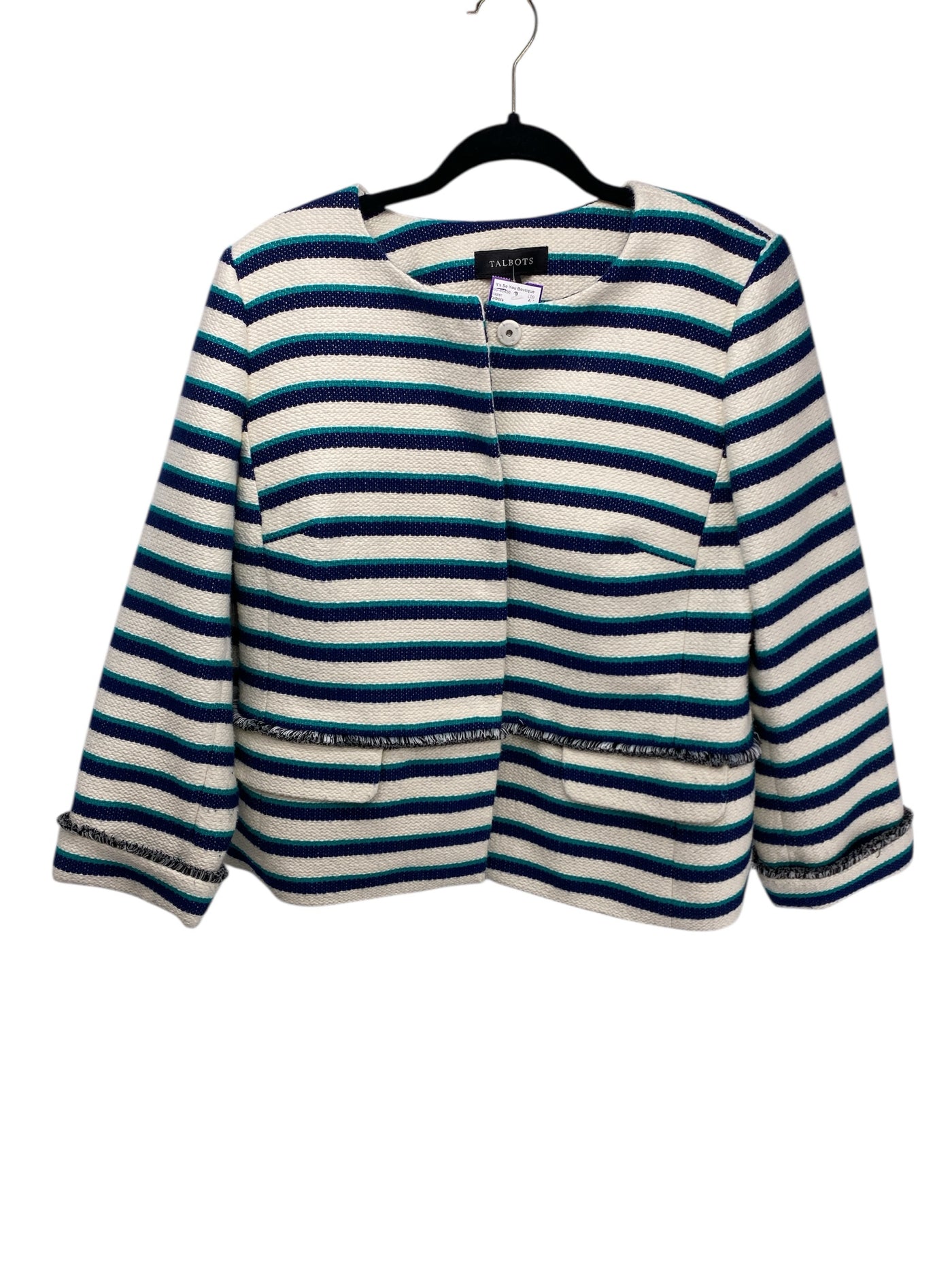 Talbots Misses Size 10 White Multi Blazer