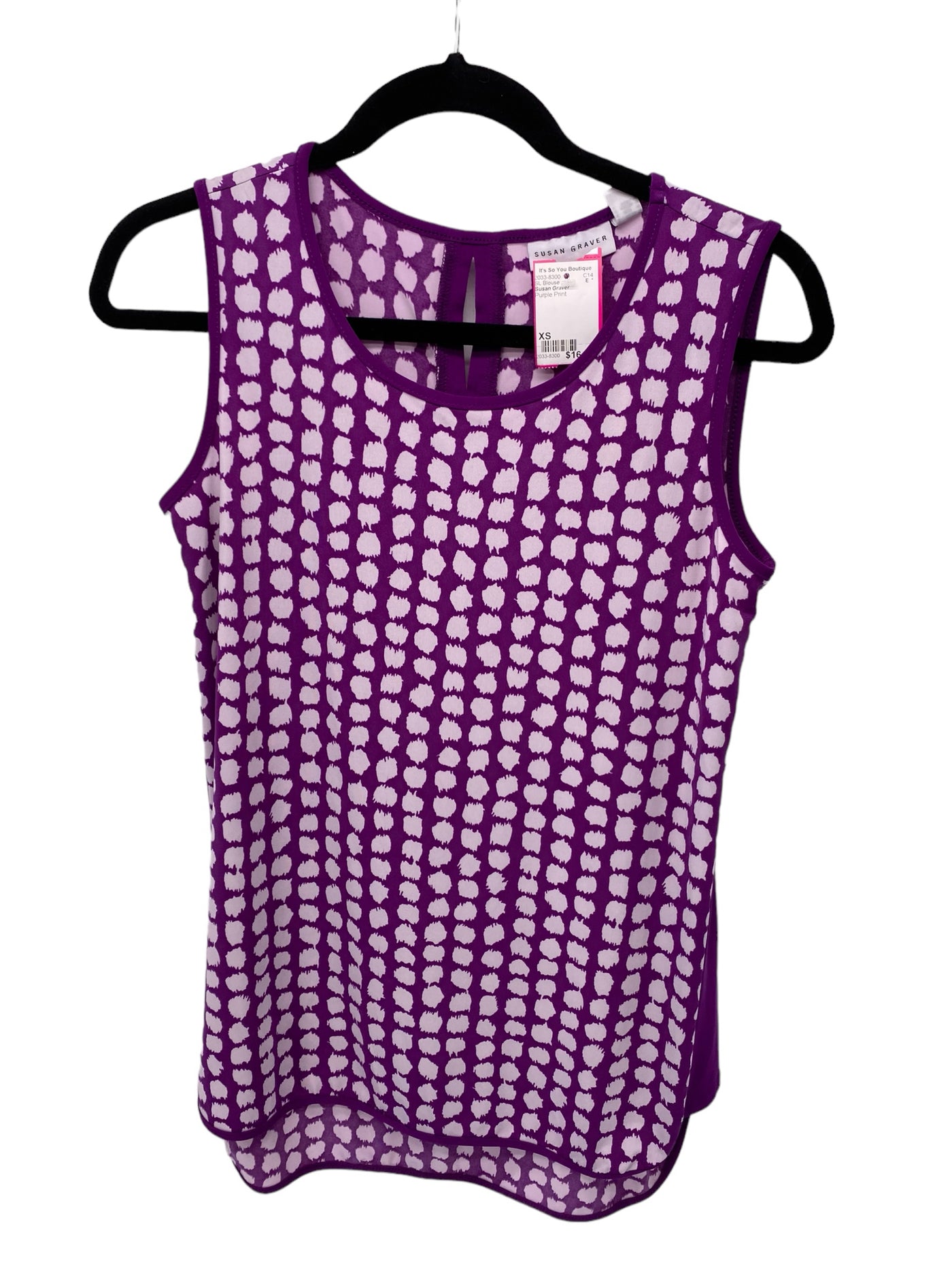 Susan Graver Misses Size XS Purple Print SL Blouse