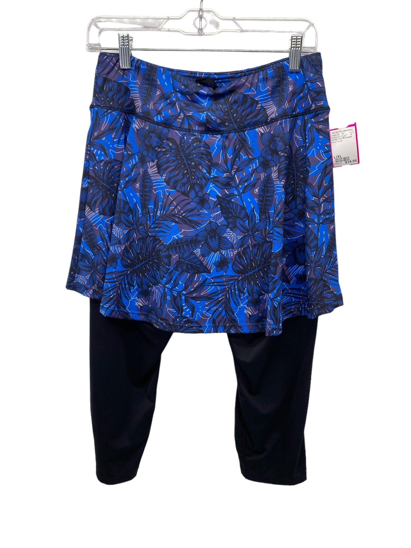 It's SO You Boutique Misses Size L/XL Blue Floral Athleisure Skirt